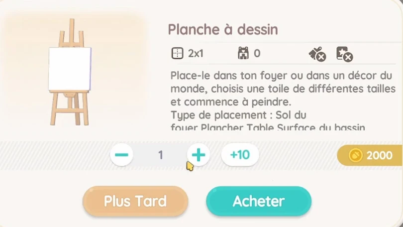 Acheter la planche à dessin pour créer des vêtements personnalisés Heartopia