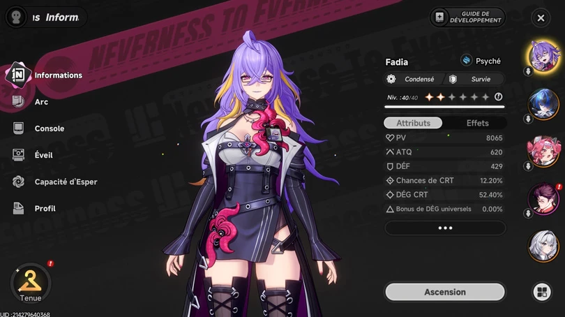 Présentation du build Fadia Neverness to Everness