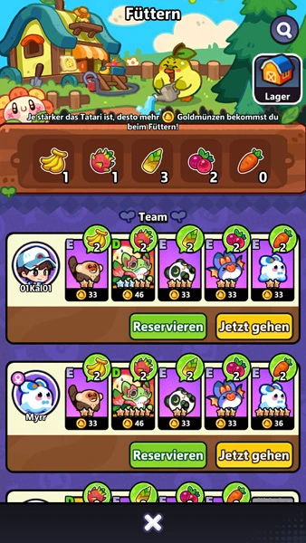 Reservierungen für die „Gemütliche Farm“ – „Clash of Critters“