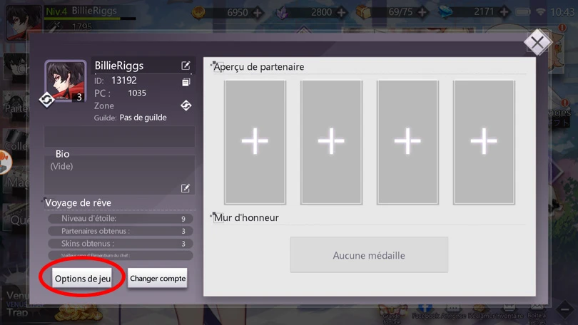 Options de jeu d'Illusion Connect: Re
