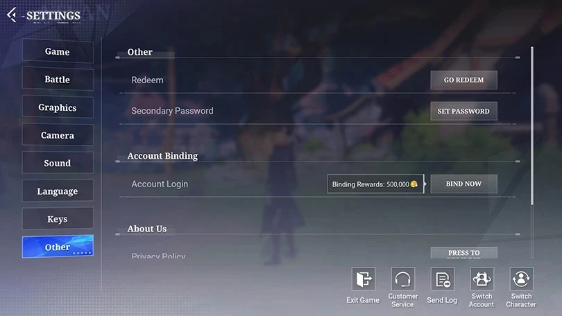 Crystal of Atlan code settings