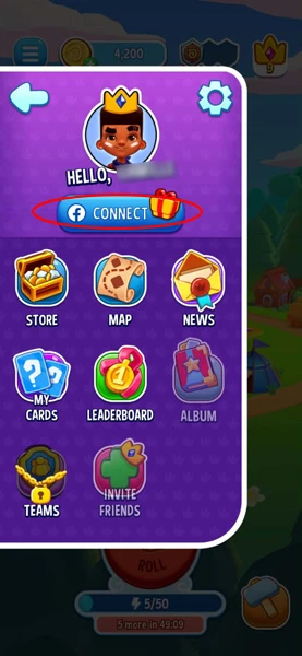 Link your Facebook account to get Dice Dreams free rolls