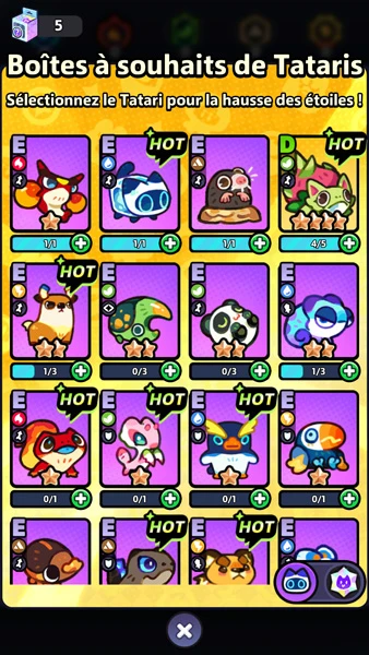 Boîtes à souhaits de Tataris pour l'évolution Clash of Critters