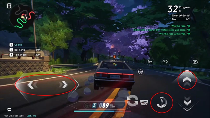 Mobile controls for drifting in NTE