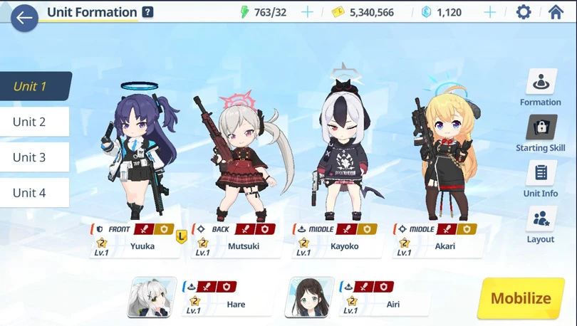 An overview of the Blue Archive characters in the game