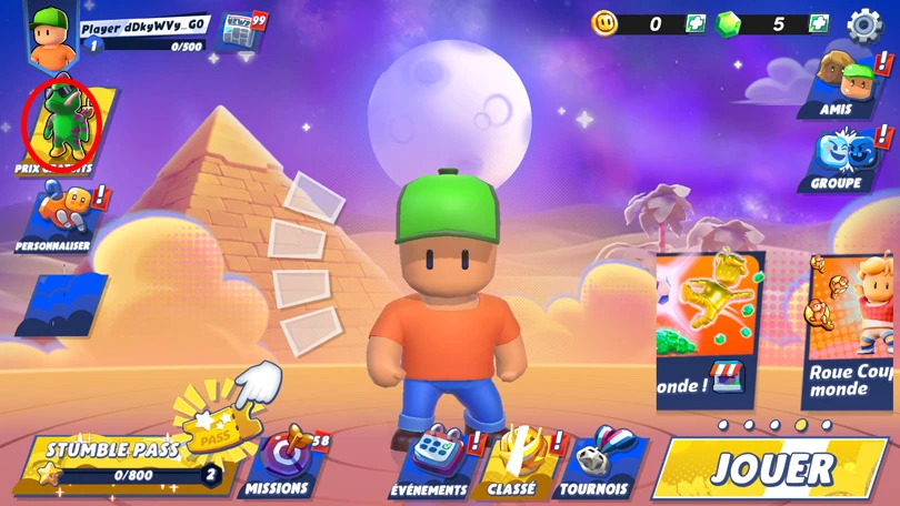 Aller sur la boutique pour entrer un code Stumble Guys
