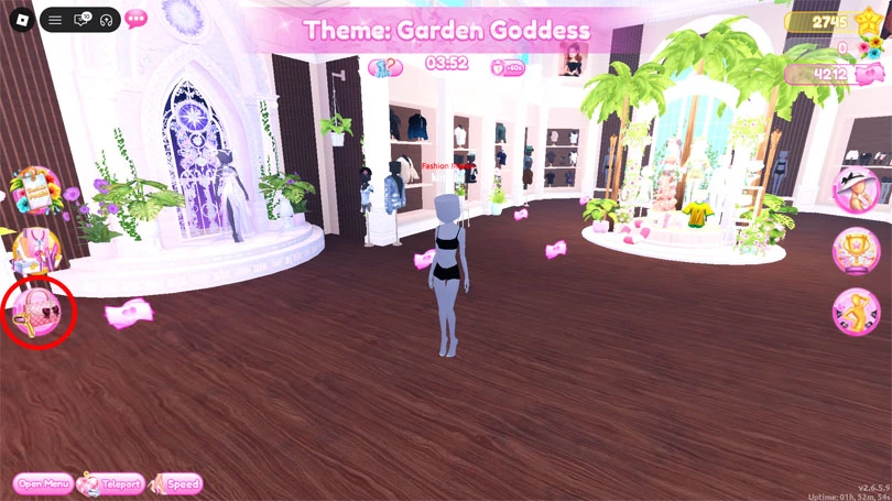 The Dress to Impress code menu