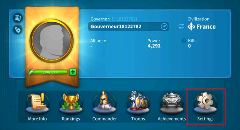account settings