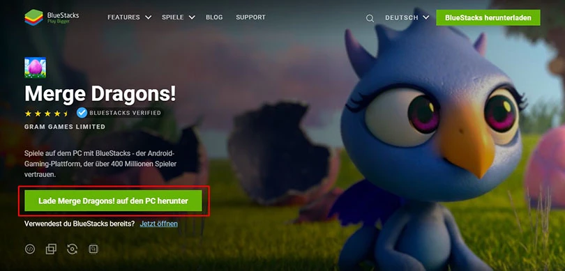 einen Emulator herunterladen für  Merge Dragons !