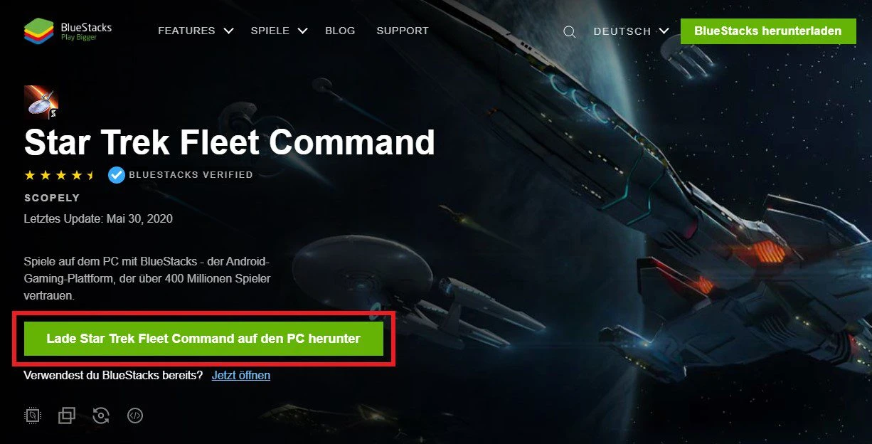 Android-Emulator herunterladen star trek fleet command