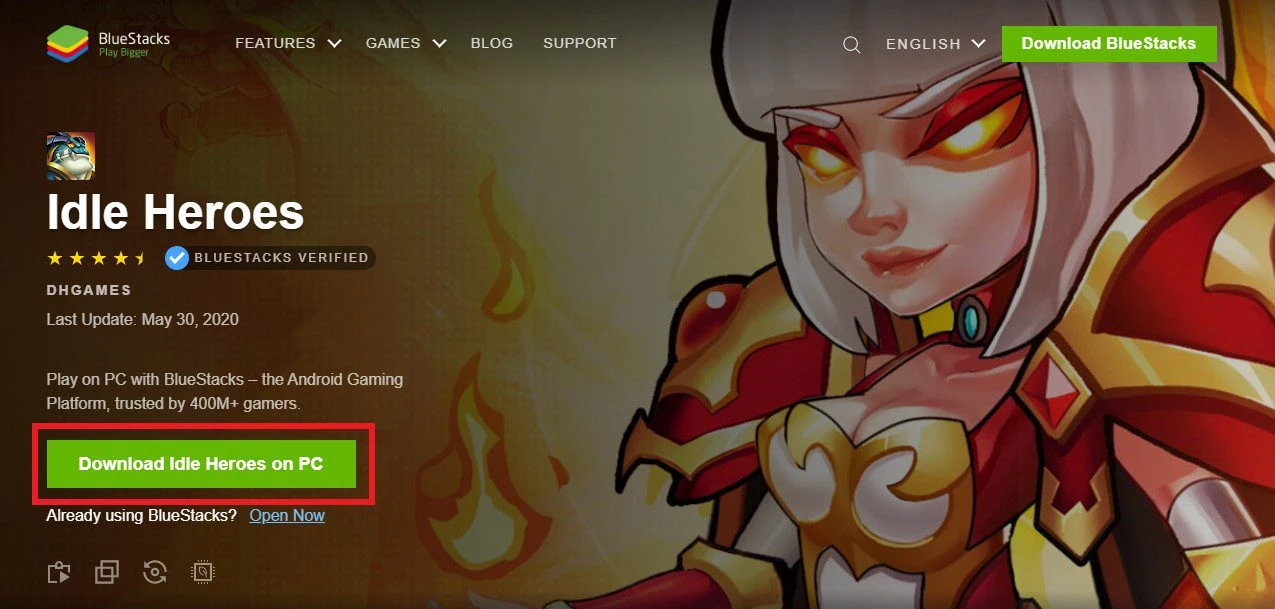 download BlueStacks to play Idle Heroes