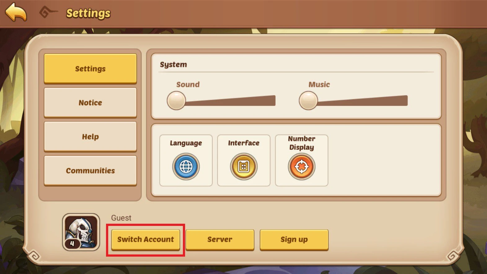 Idle Heroes settings
