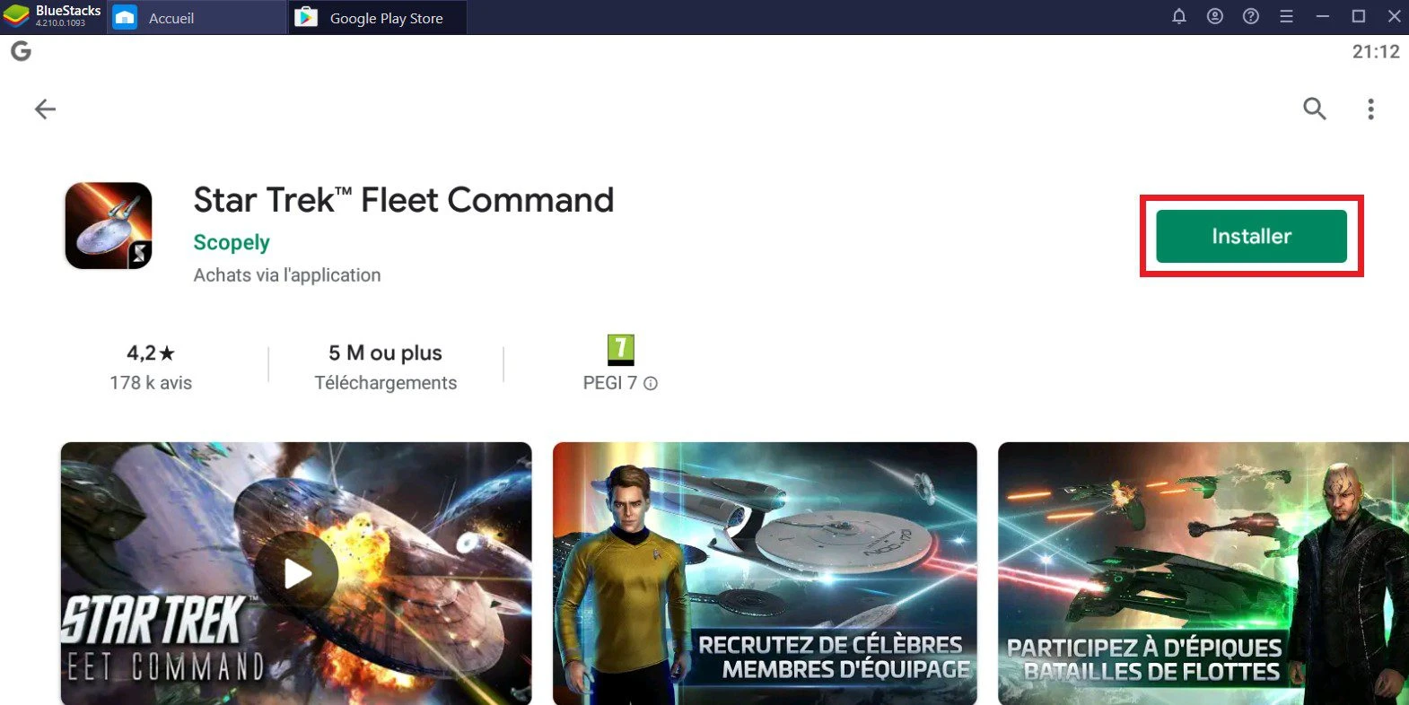 installer star trek fleet command sur pc