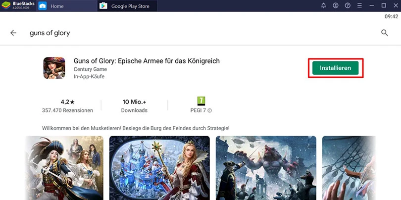 Installieren Sie  Guns of Glory  auf Google Play