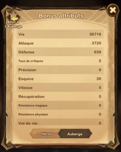 AFK Arena detaillierte Statistiken 