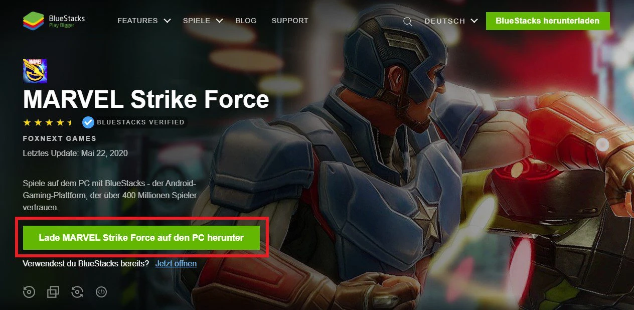 einen Android-Emulator zum Spielen herunterladen Marvel Strike Force