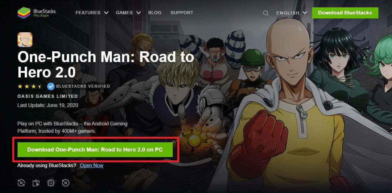 Install One Punch Man: Road to Hero with BlueStacks