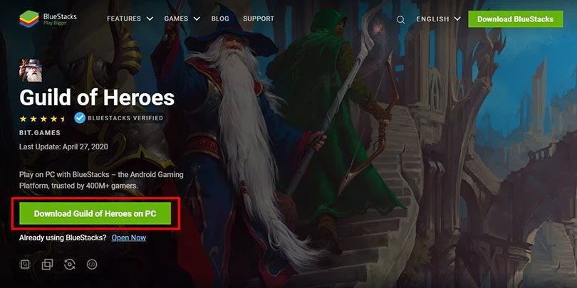 download bluestacks for guild of heroes