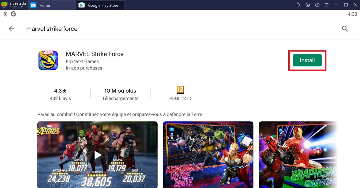 install MARVEL Strike Force on PC Google Play Store