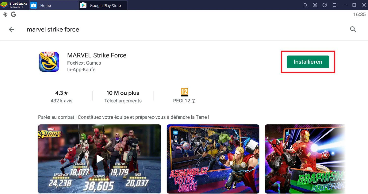 MARVEL Strike Force auf dem PC installieren Google Play speichern