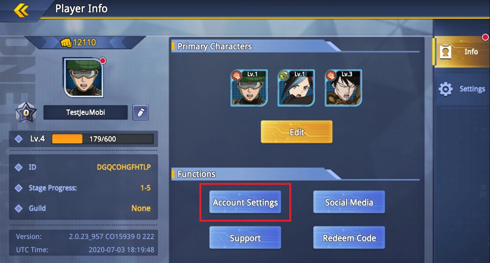 Game settings