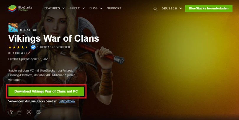 Laden Sie den Android-Emulator BlueStacks herunter und Vikings War of Clans