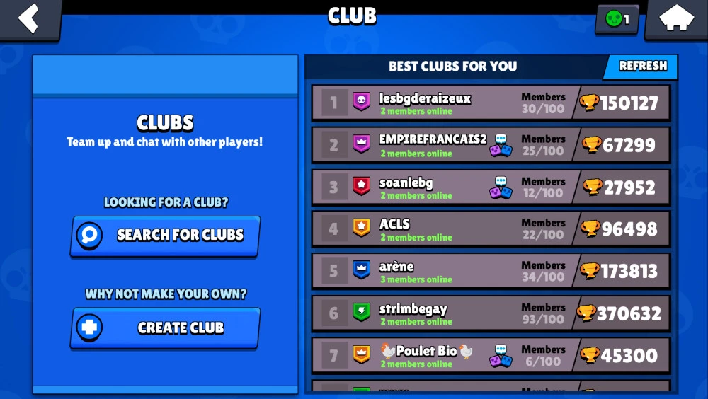 Guide Brawl Stars , die Vereine