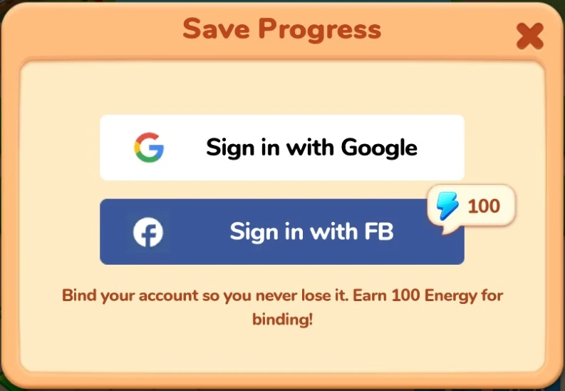 Google or Facebook login