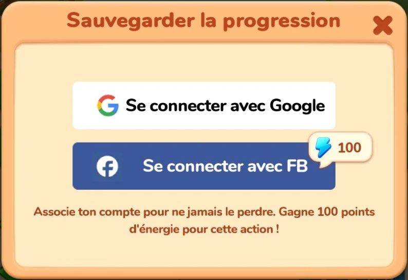 Connexion Google ou Facebook
