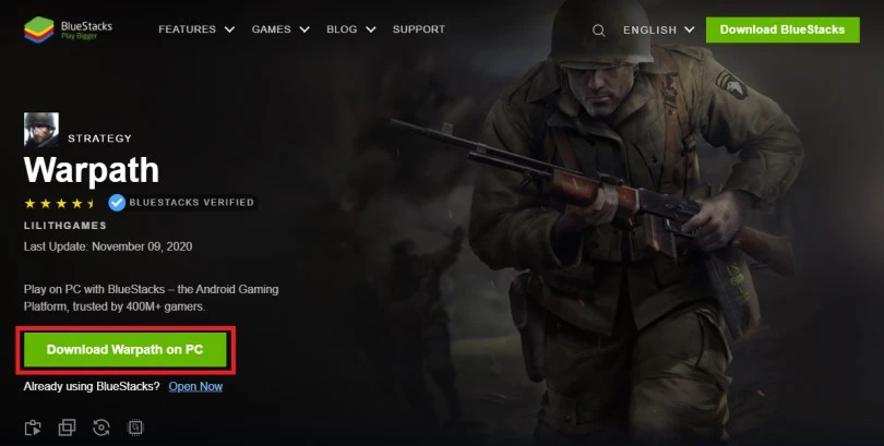 Download an Android emulator for Warpath on PC