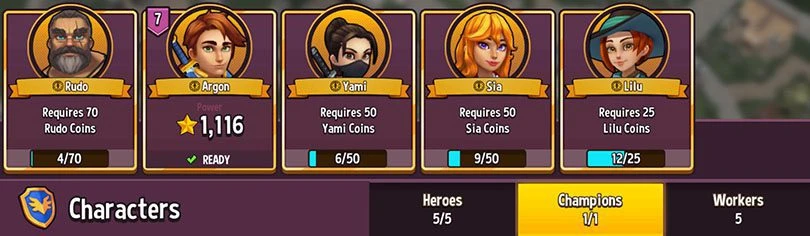 Champions and coins to win Shop Titans
