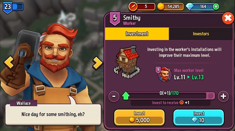 Forge investment in guide Shop Titans