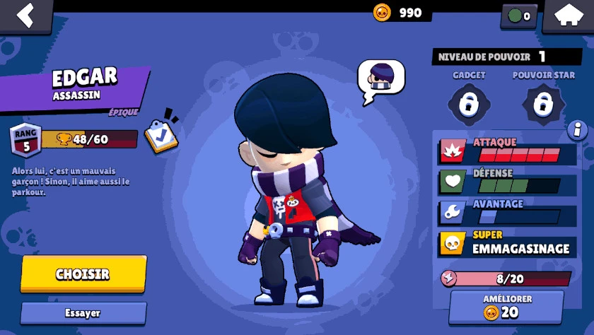 Guide Brawl Stars Edgar - Statistiques