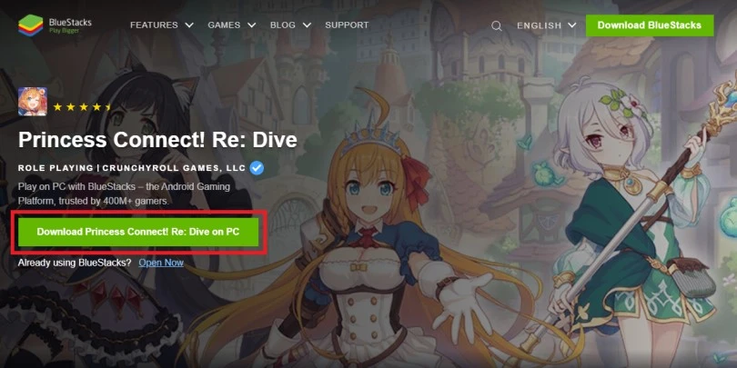 Download Android emulator to play Princess Connect