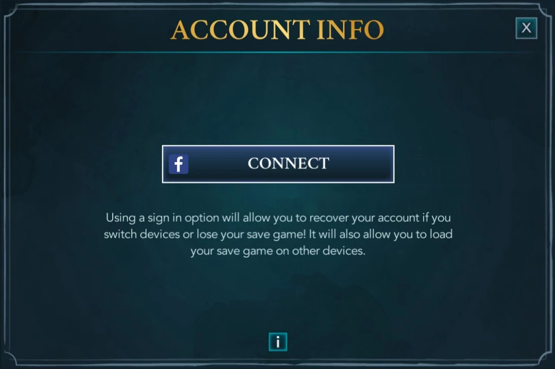 Account info Harry Potter