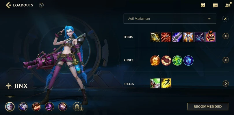 Jinx ADC Wild Rift build  empfohlen