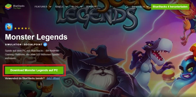 Laden Sie einen Android-Emulator herunter, um Monster Legends auf dem PC zu spielen.