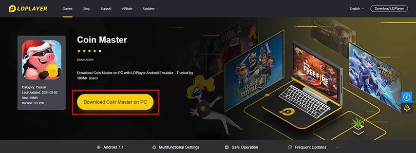 Download an Android emulator to play Coin Master on PC