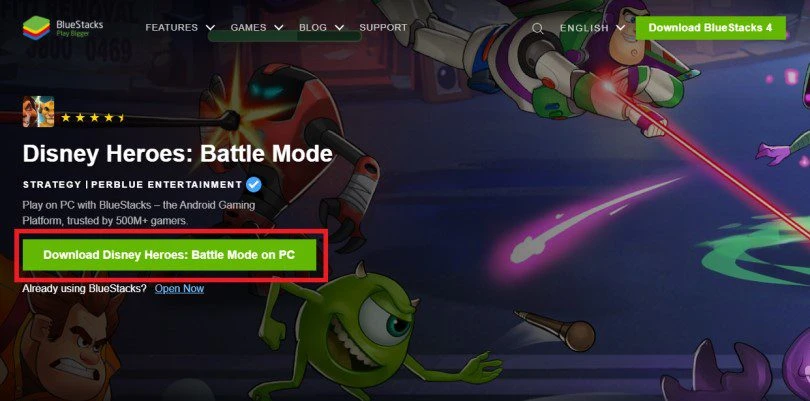 Download an Android emulator to play Disney heroes on PC