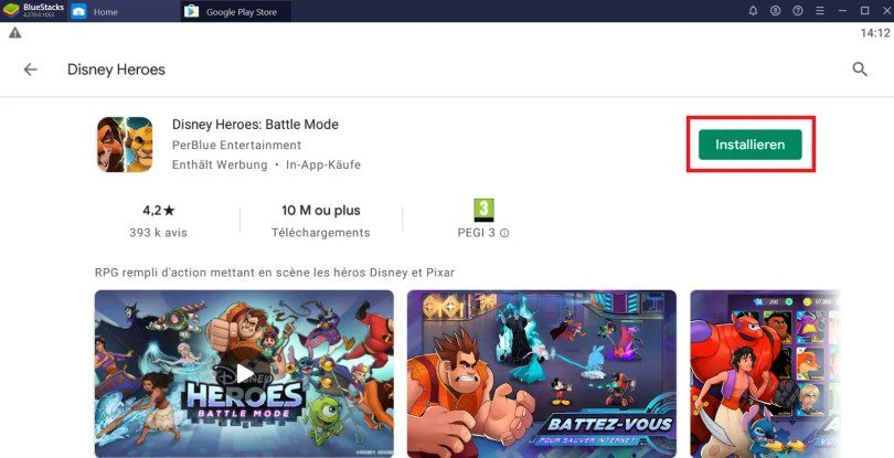 Installieren von Disney Heroes auf dem PC