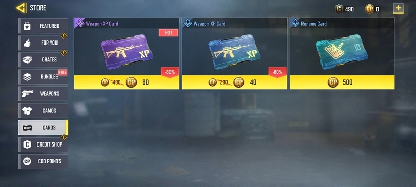 Waffen XP im Shop kaufen
