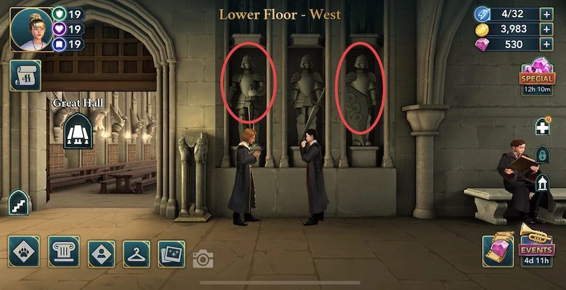 Etage inférieur - Ouest - énergie Harry Potter: Hogwarts Mystery