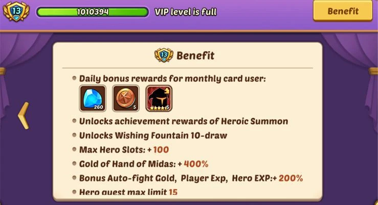 Privilegien in Idle Heroes