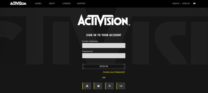 Login to your Activison account