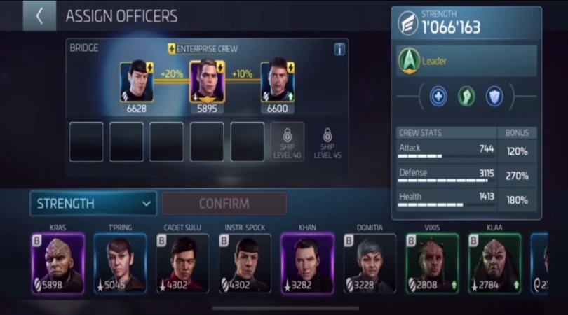Meilleure composition avec synergie dans Star Trek Fleet Command