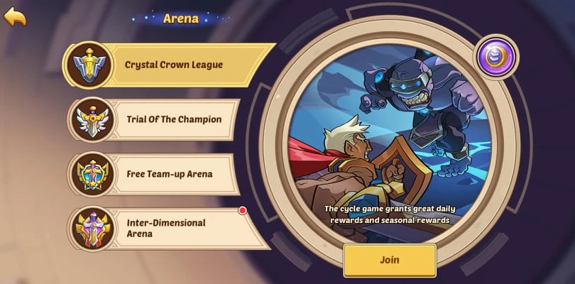 Spielmodi in der Arena Idle Heroes