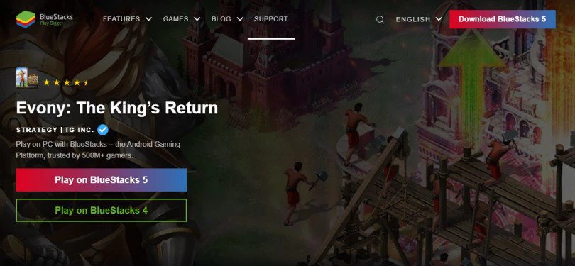 Download an Android emulator on PC to play Evony