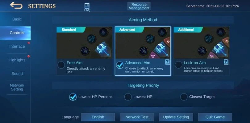 Ändern der Zielparameter Mobile Legends