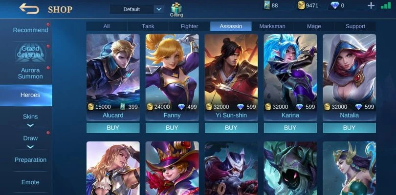 Heldenladen Mobile Legends