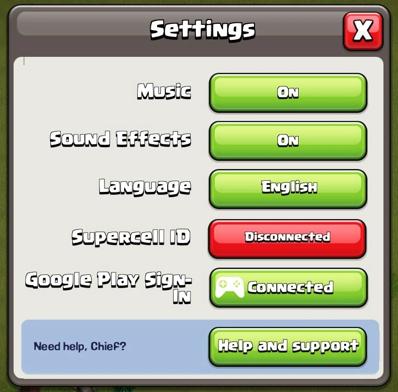 Clash of Clans account synchronisation